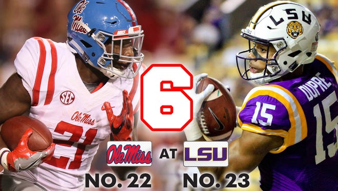 6. No. 22 Mississippi at No. 23 LSU (Saturday at 9 p.m. ET, ESPN)