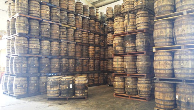 Each warehouse at Mount Gay houses between 12 and 14,000 barrels.