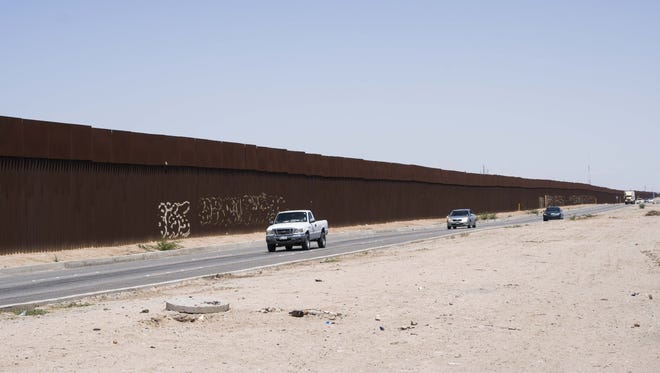 A portion of the border fence in Mexicali, the capital city of the Mexican state of Baja California.
