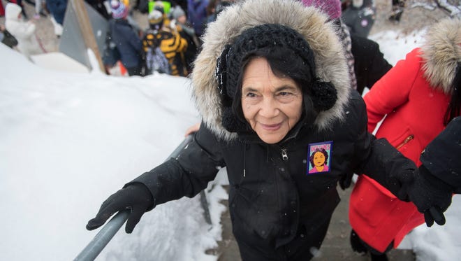 Civil rights activist Dolores Huerta participates in the "Women's March On Main" at the Sundance Film Festival.