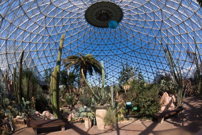 A view of the Mitchell Park Domes Horticulture Conservatory desert dome on March 11, 2019, in Milwaukee, Wis. A report recommended tearing down the domes and replacing it with a new horticultural conservatory combined with a relocated Milwaukee Public Museum. They domes cover 45,000 square feet of display area and were constructed in stages from 1959 to 1967.