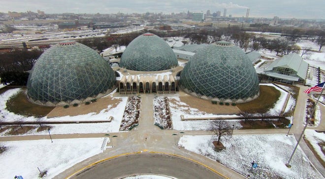 A 2016 file photo shows the aging Mitchell Park Domes Horticulture Conservatory. A citizens task force was studying whether to restore the Domes or replace them with a new horticultural conservatory.
