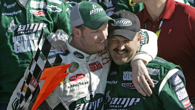 Shown here celebrating with then-crew chief Tony Eury Jr. in 2008, Earnhardt parted ways with his cousin professionally this year, reshaping JR Motorsports. Eury had served as Danica Patrick's Nationwide crew chief since she joined the circuit in 2010.