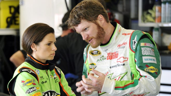 Earnhardt and Danica Patrick, who drives for his JR Motorsports team on the Nationwide circuit, can be seen together at the track and off. They appear in several ads together.